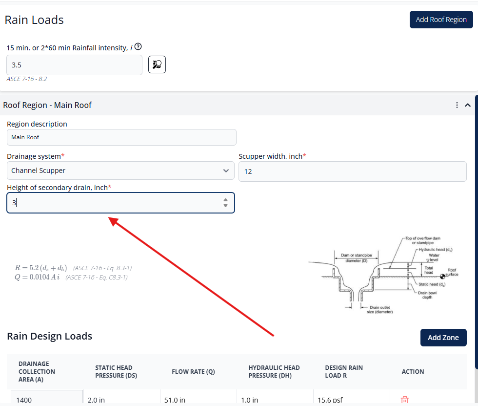 Secondary Drain Height