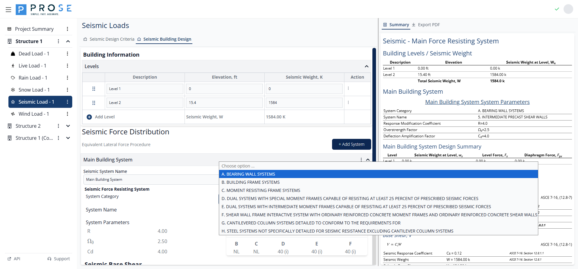 System Category Dropdown