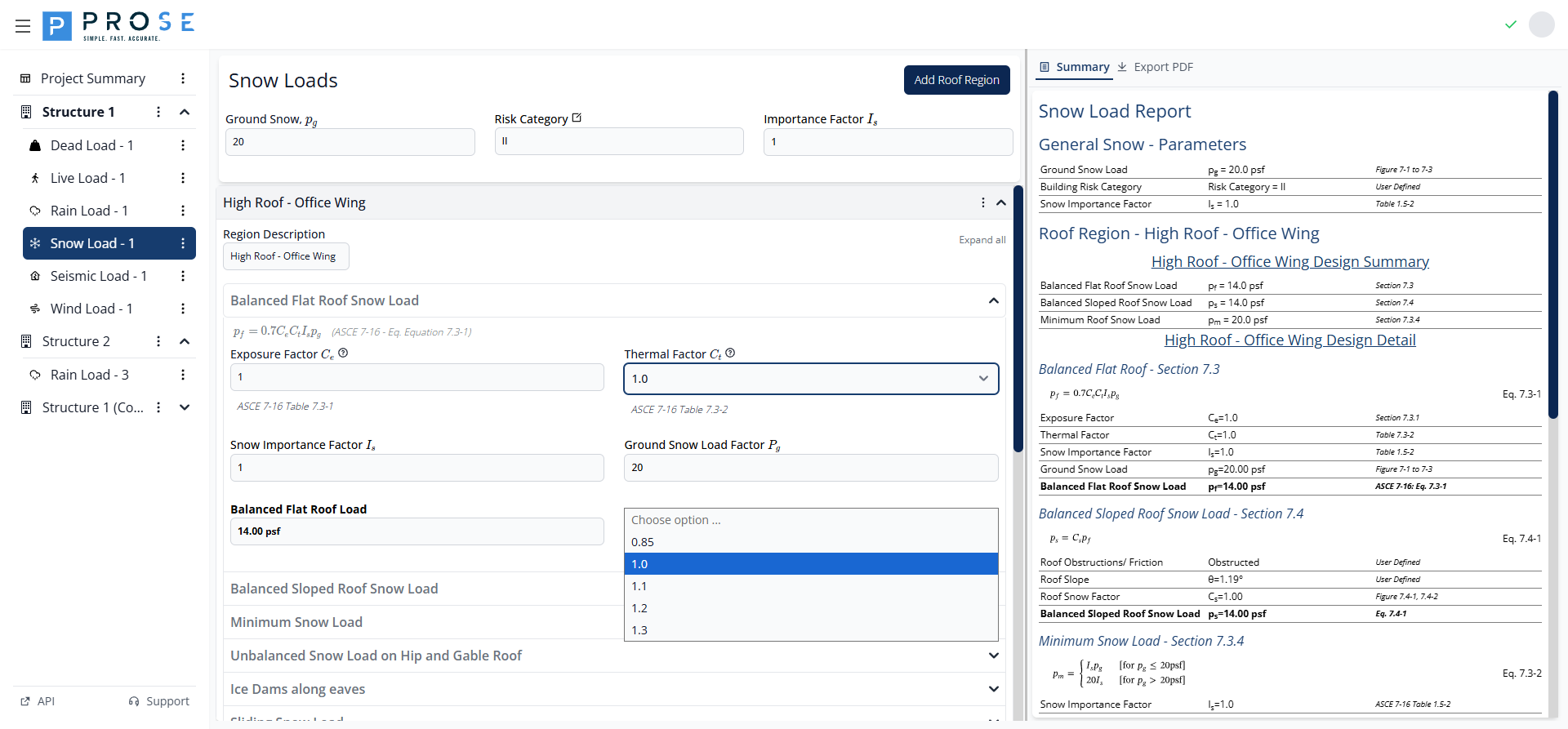 Thermal Factor Dropdown