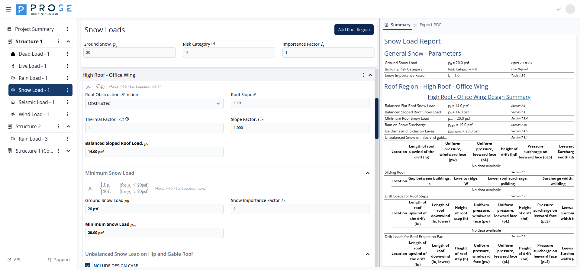 Balanced Sloped Roof Section