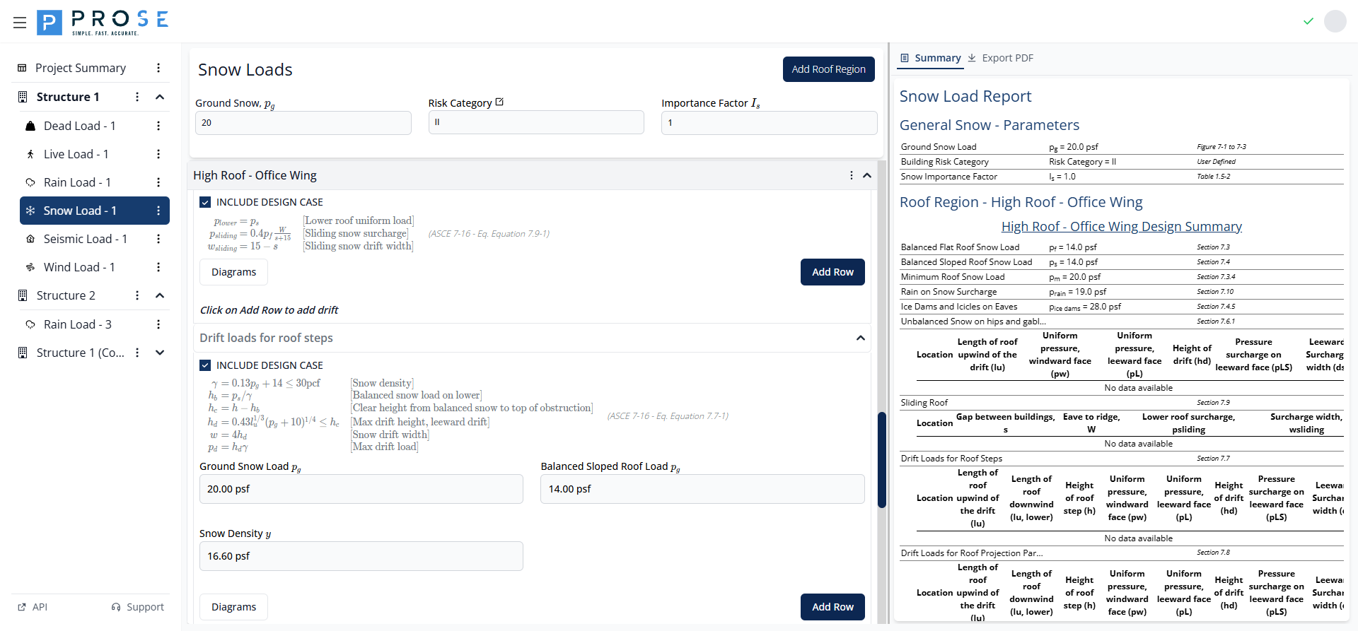 Sliding Snow Section