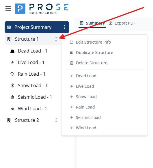 Structure Options Menu
