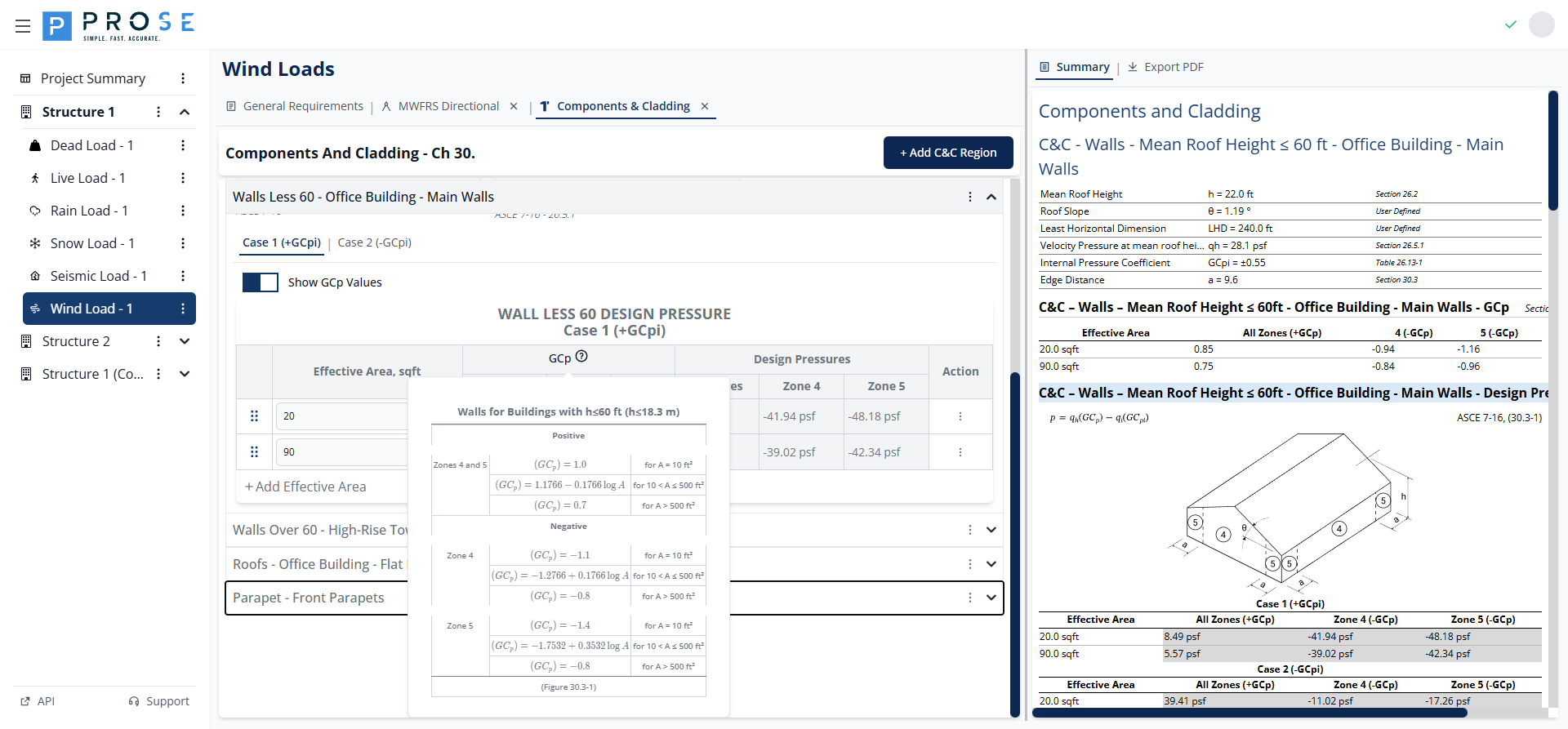 Walls ≤60ft Case 1
